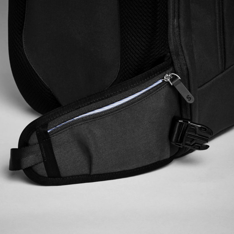 Backpack waist strap with easy access pocket